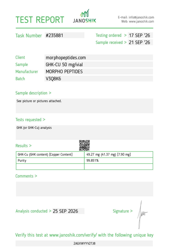 Certificate of Analysis: GHK-Cu / Copper Peptide